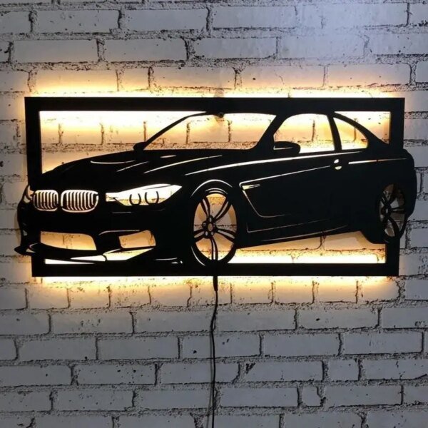 a car on the wall. BMW Car Led Sign Cars Fan Wall Decor
