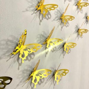 golden color butterflies on the wall