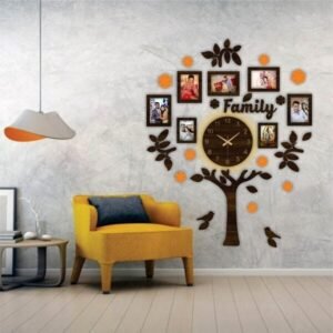 clock and three on the wall. Wooden Tree Style Wall Clock