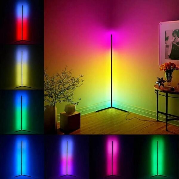 many neon lights with deiffrent colors of light. MultiColor Corner Lamp.