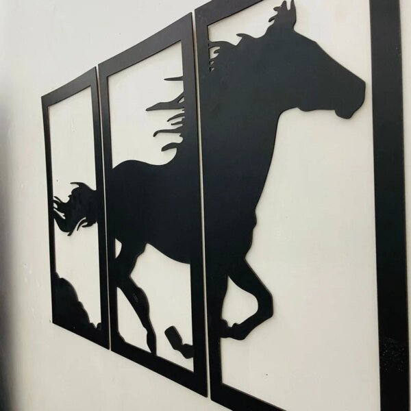 a frame in style of horse on the wall