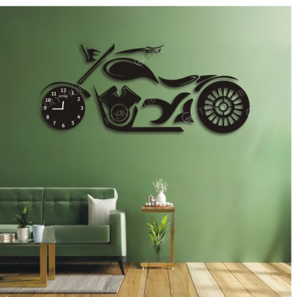 a bike style clock on the wall for decoration