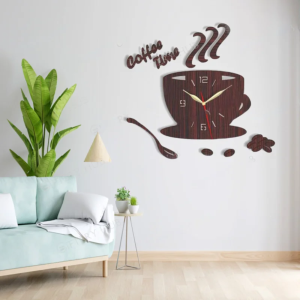 a cup style clock on the wall